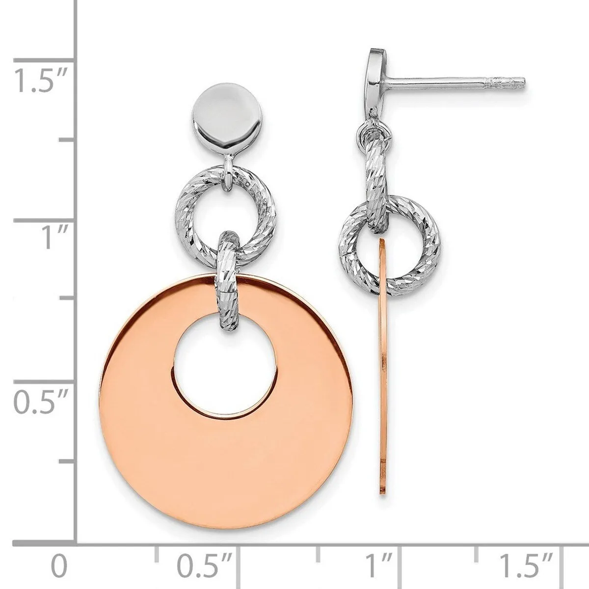 Curata 925 Sterling Silver Two-tone Textured Disc Dangle Earrings - 35.1x20.17mm sold by Zulily product image thumbnail 4