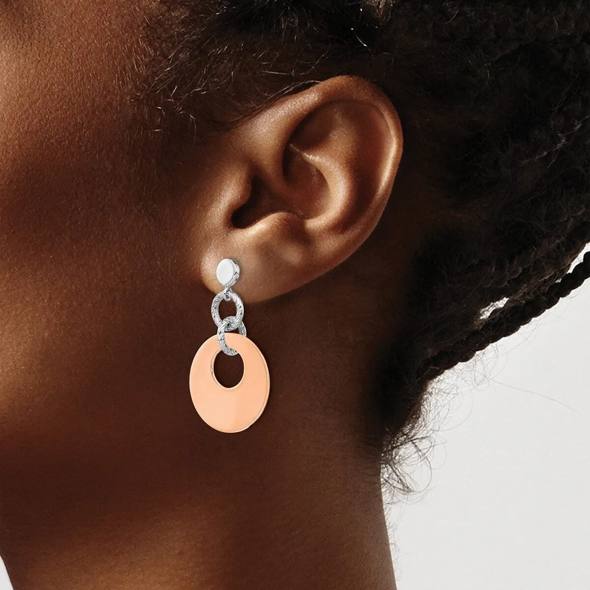 Curata 925 Sterling Silver Two-tone Textured Disc Dangle Earrings - 35.1x20.17mm sold by Zulily product image thumbnail 2