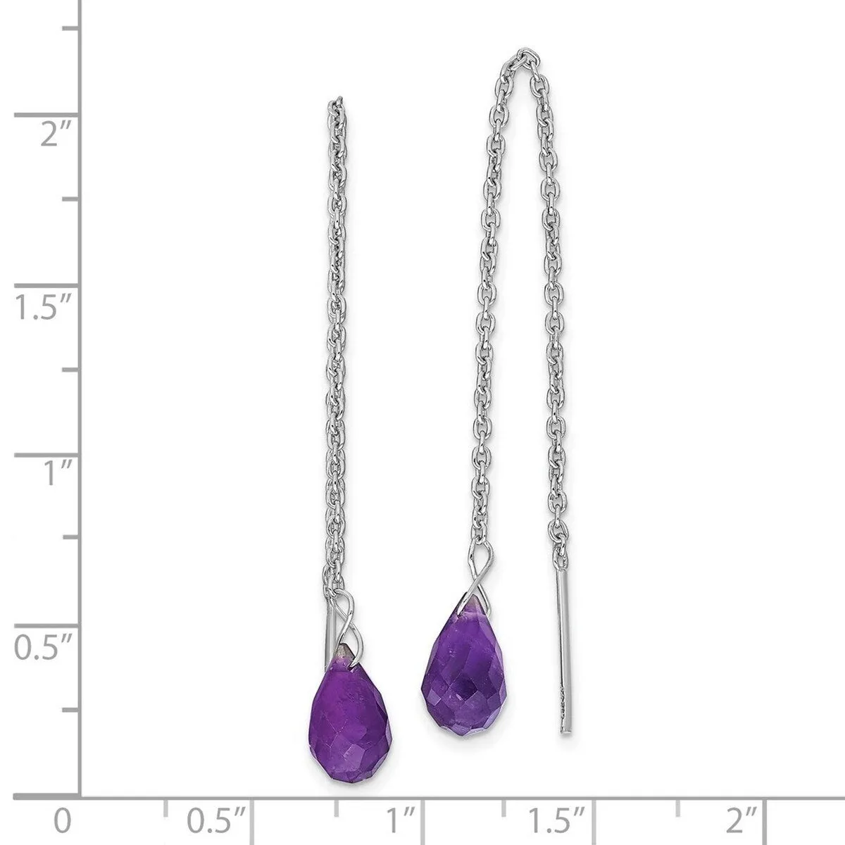 Curata 925 Sterling Silver Amethyst Bead Threader Earrings - 56x6mm sold by Zulily product image thumbnail 4