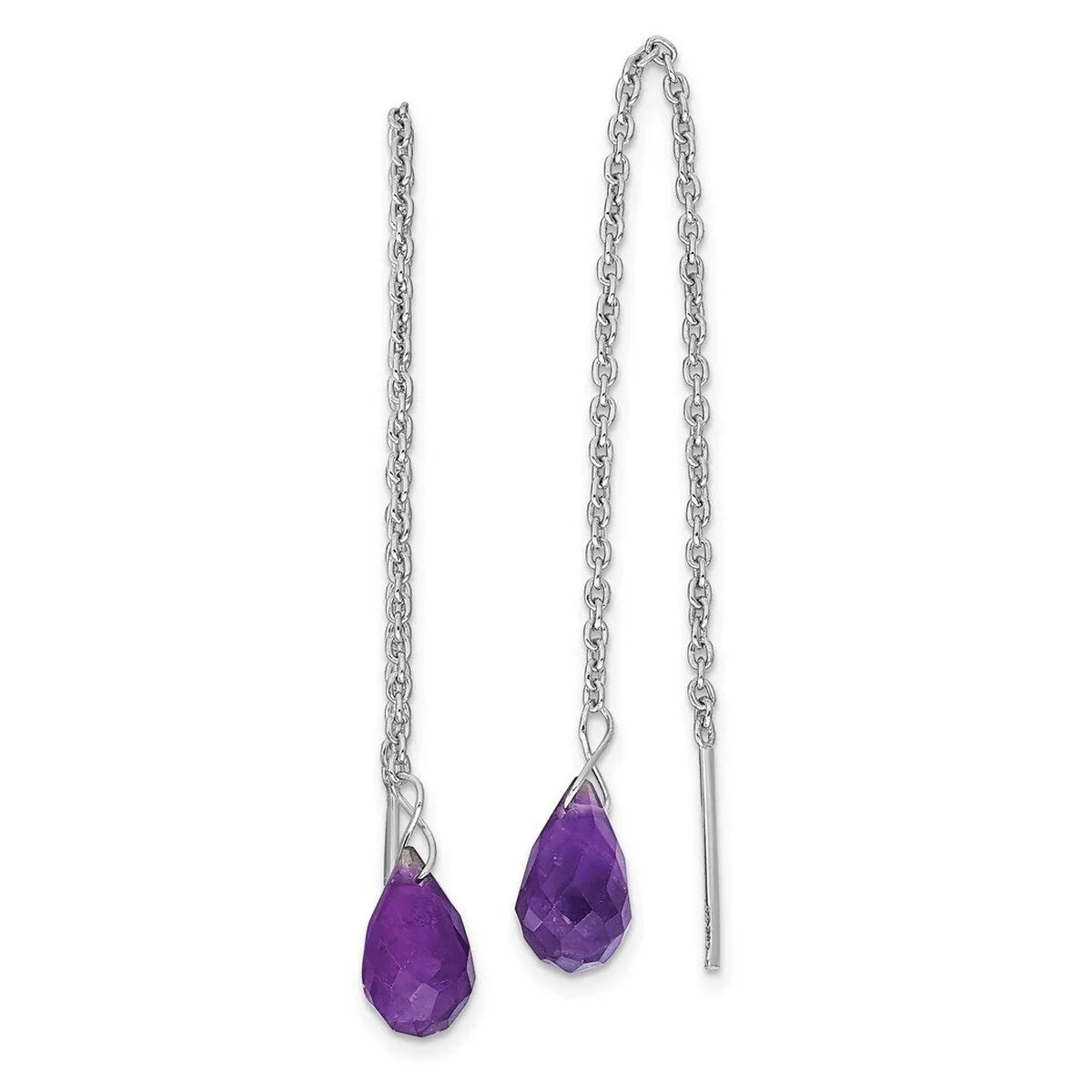 Curata 925 Sterling Silver Amethyst Bead Threader Earrings - 56x6mm sold by Zulily product image thumbnail 5