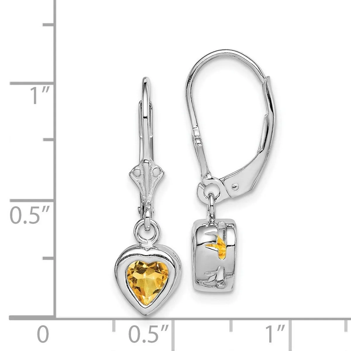 Curata 925 Sterling Silver Bezel Heart Citrine Leverback Earrings - 25x7mm sold by Zulily product image thumbnail 5