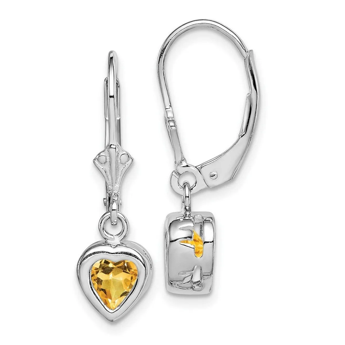 Curata 925 Sterling Silver Bezel Heart Citrine Leverback Earrings - 25x7mm sold by Zulily