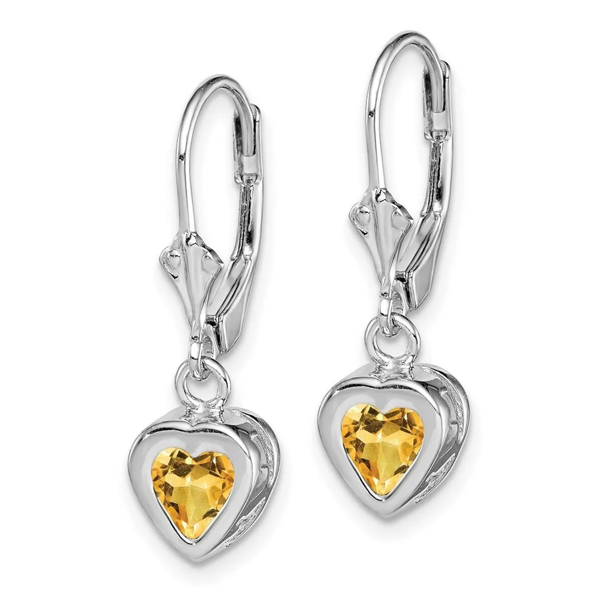 Curata 925 Sterling Silver Bezel Heart Citrine Leverback Earrings - 25x7mm sold by Zulily product image thumbnail 2