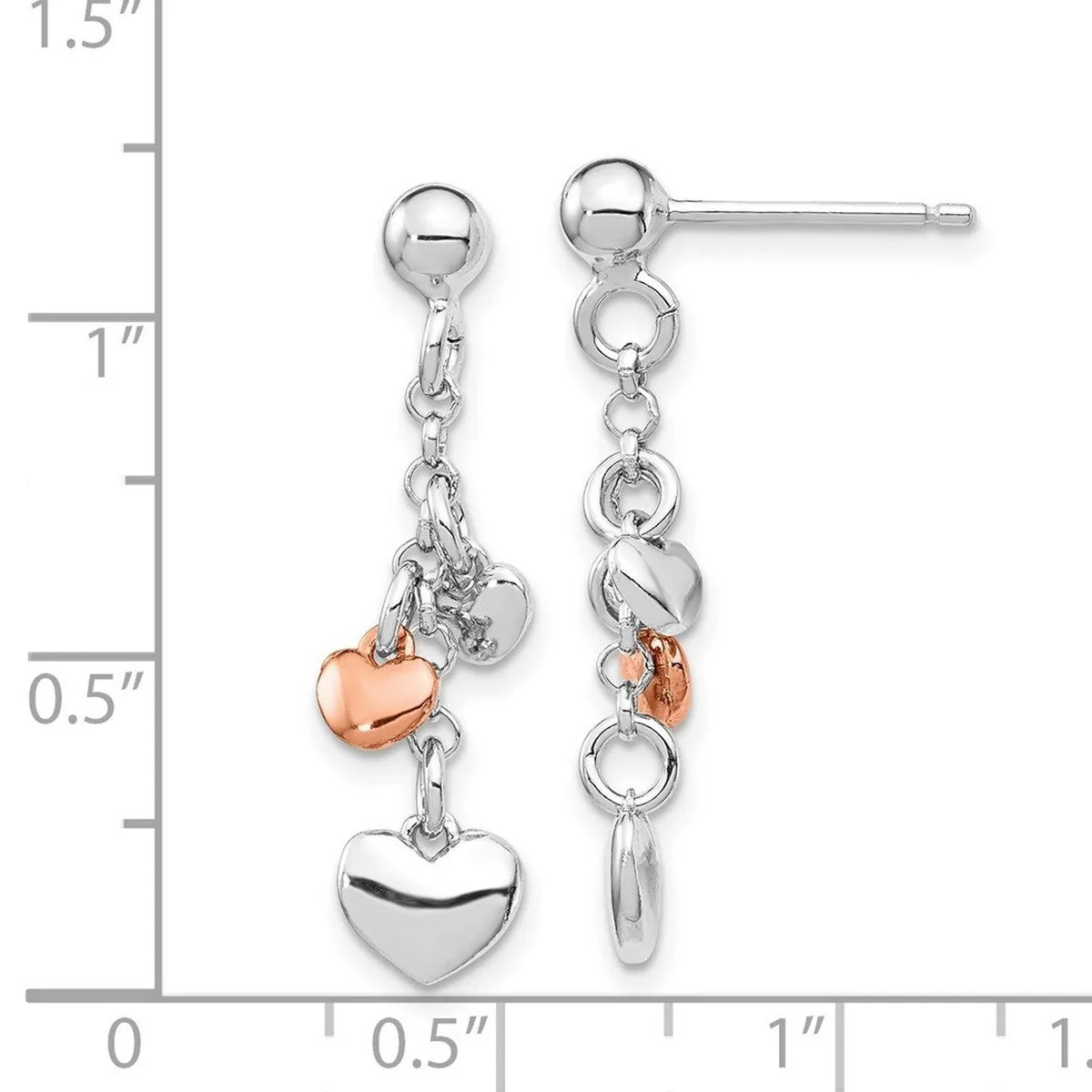 Curata 925 Sterling Silver Two-toneHeart Dangle Post Earrings - 4.2x5.5mm sold by Zulily product image thumbnail 5