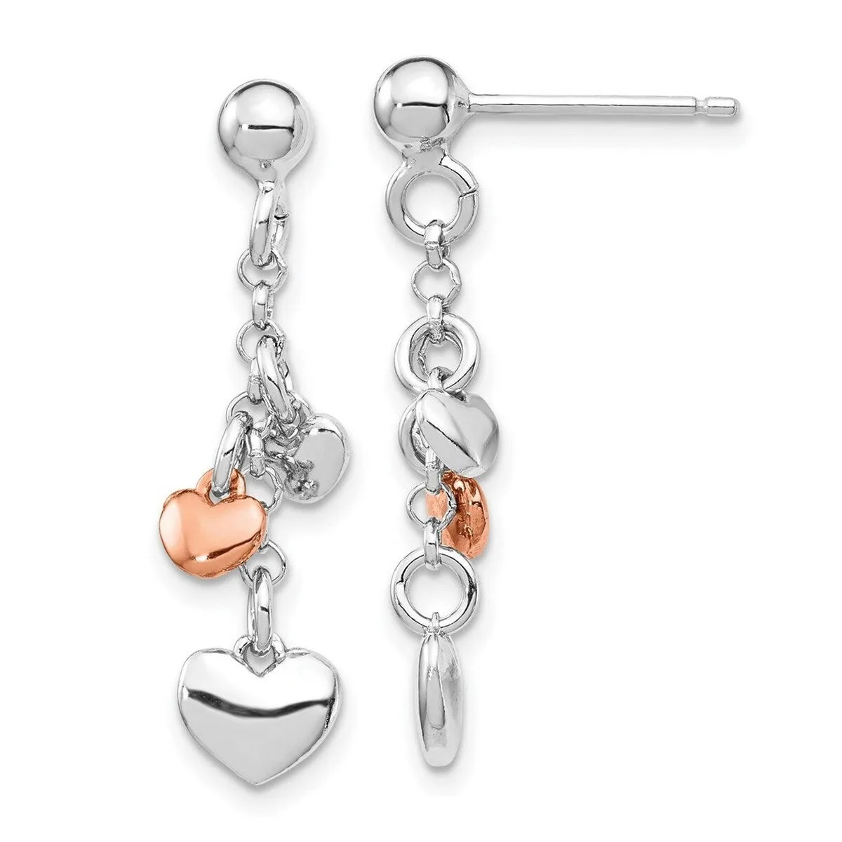 Curata 925 Sterling Silver Two-toneHeart Dangle Post Earrings - 4.2x5.5mm sold by Zulily