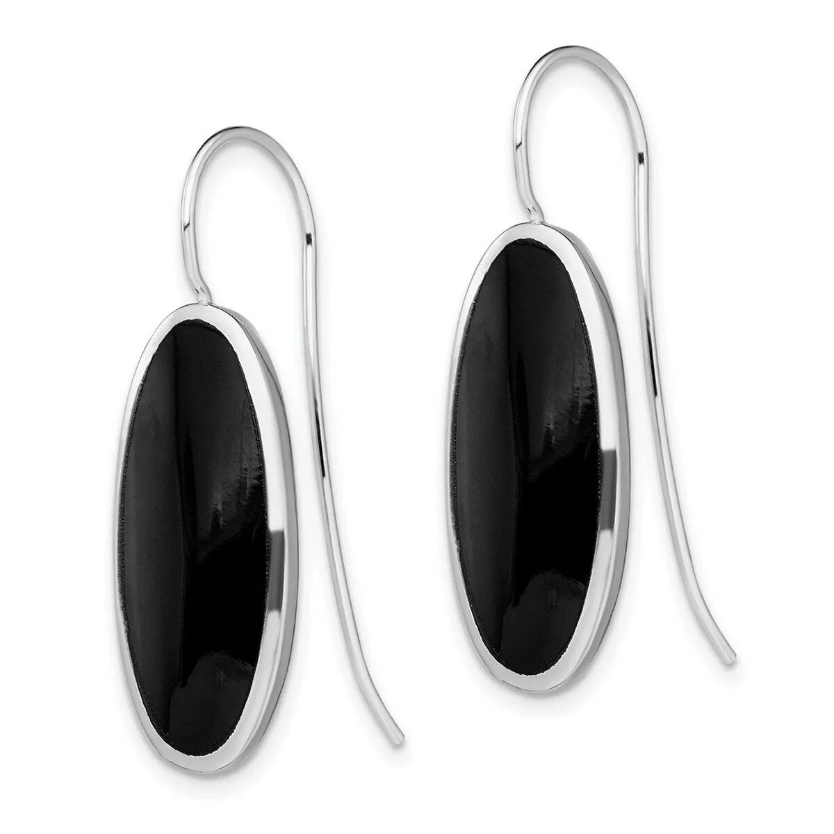 Curata 925 Sterling Silver Elongated Oval Onyx Hook Earrings - 35x10mm sold by Zulily