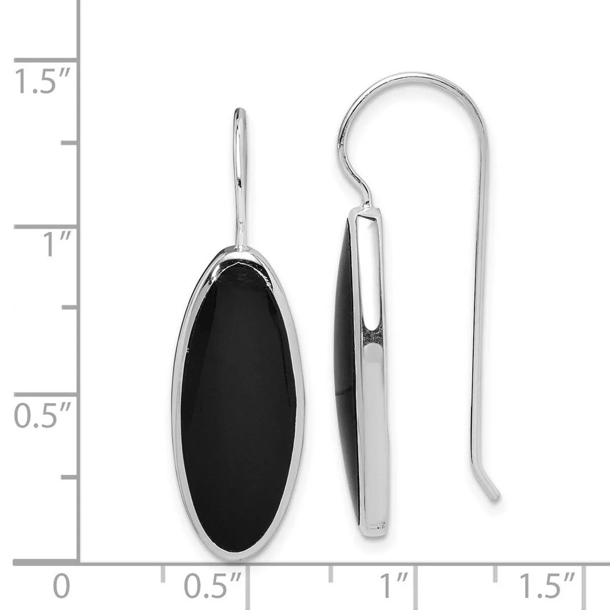 Curata 925 Sterling Silver Elongated Oval Onyx Hook Earrings - 35x10mm sold by Zulily product image thumbnail 4