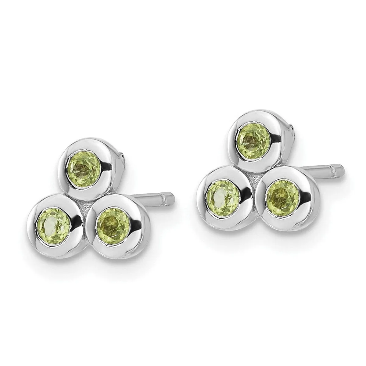 Curata 925 Sterling Silver Rhodium Plated Bezel Peridot 3-stone Post Earrings - 7.53x7.98mm sold by Zulily product image thumbnail 2