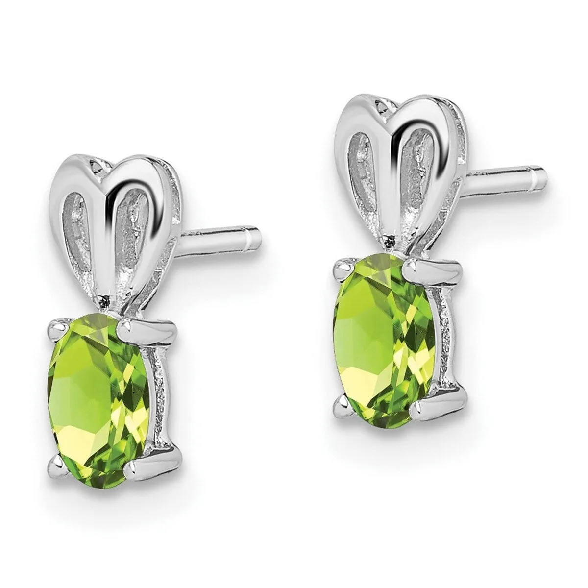 Curata 925 Sterling Silver Small Post Peridot Heart Earrings - 10x4mm sold by Zulily