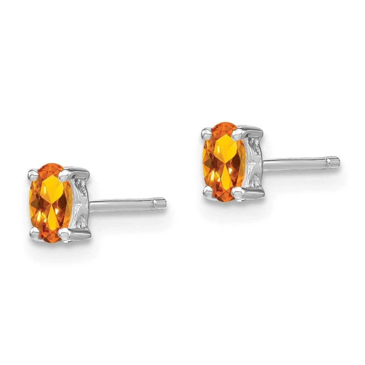 Curata 925 Sterling Silver Rhodium Plated 5x3mm Oval Citrine Post Earrings sold by Zulily product image thumbnail 4