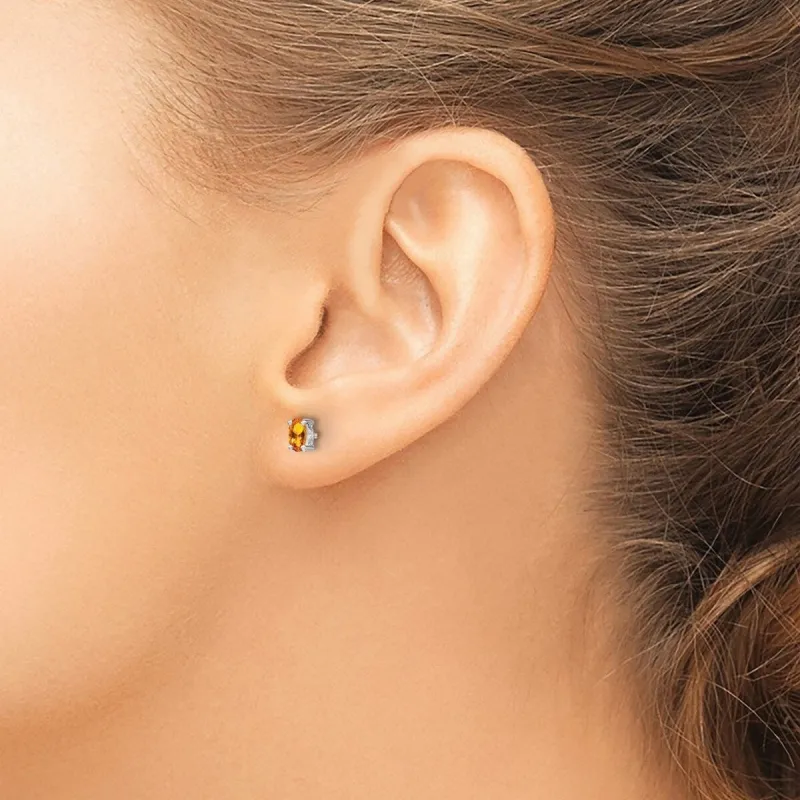 Curata 925 Sterling Silver Rhodium Plated 5x3mm Oval Citrine Post Earrings sold by Zulily