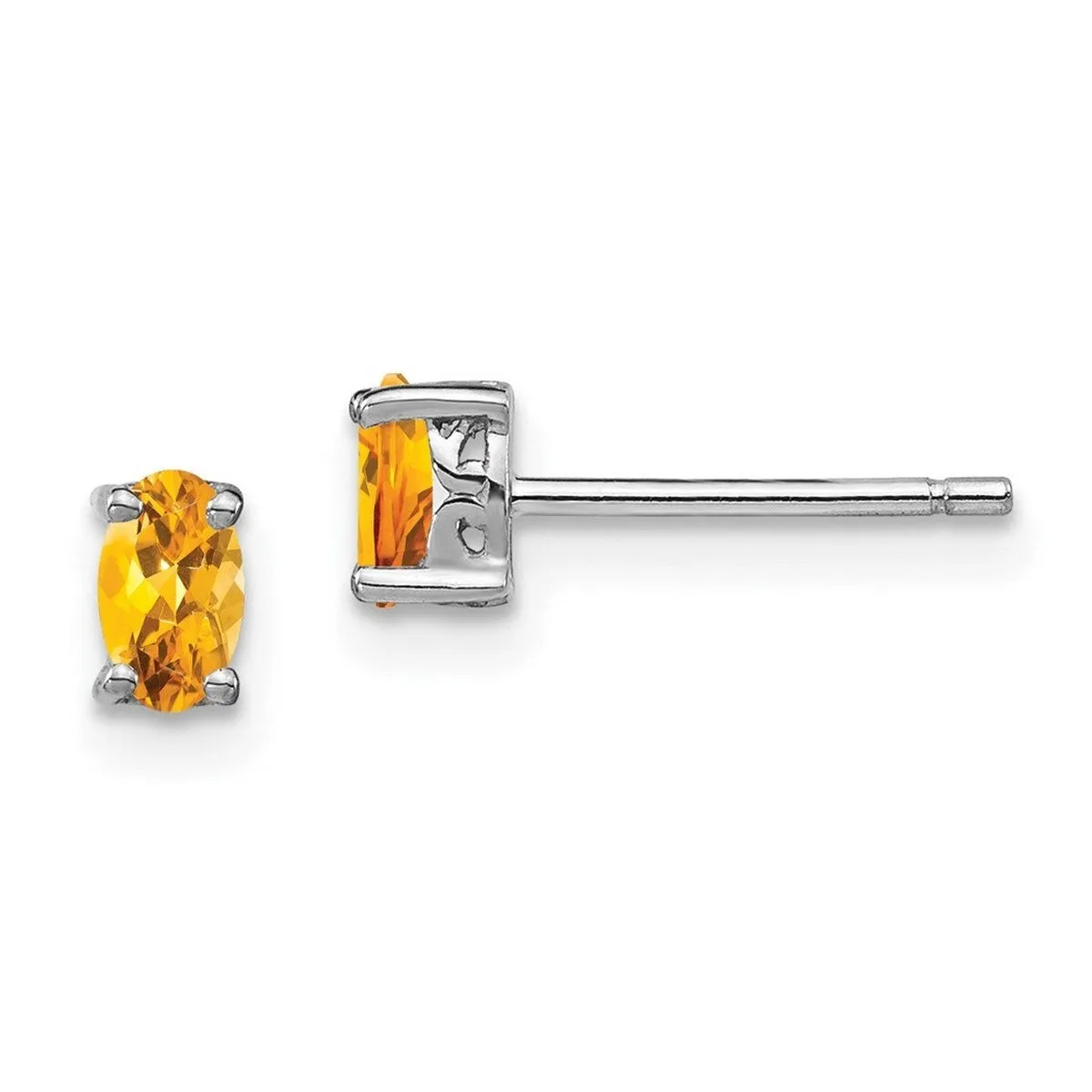 Curata 925 Sterling Silver Rhodium Plated 5x3mm Oval Citrine Post Earrings sold by Zulily product image thumbnail 2
