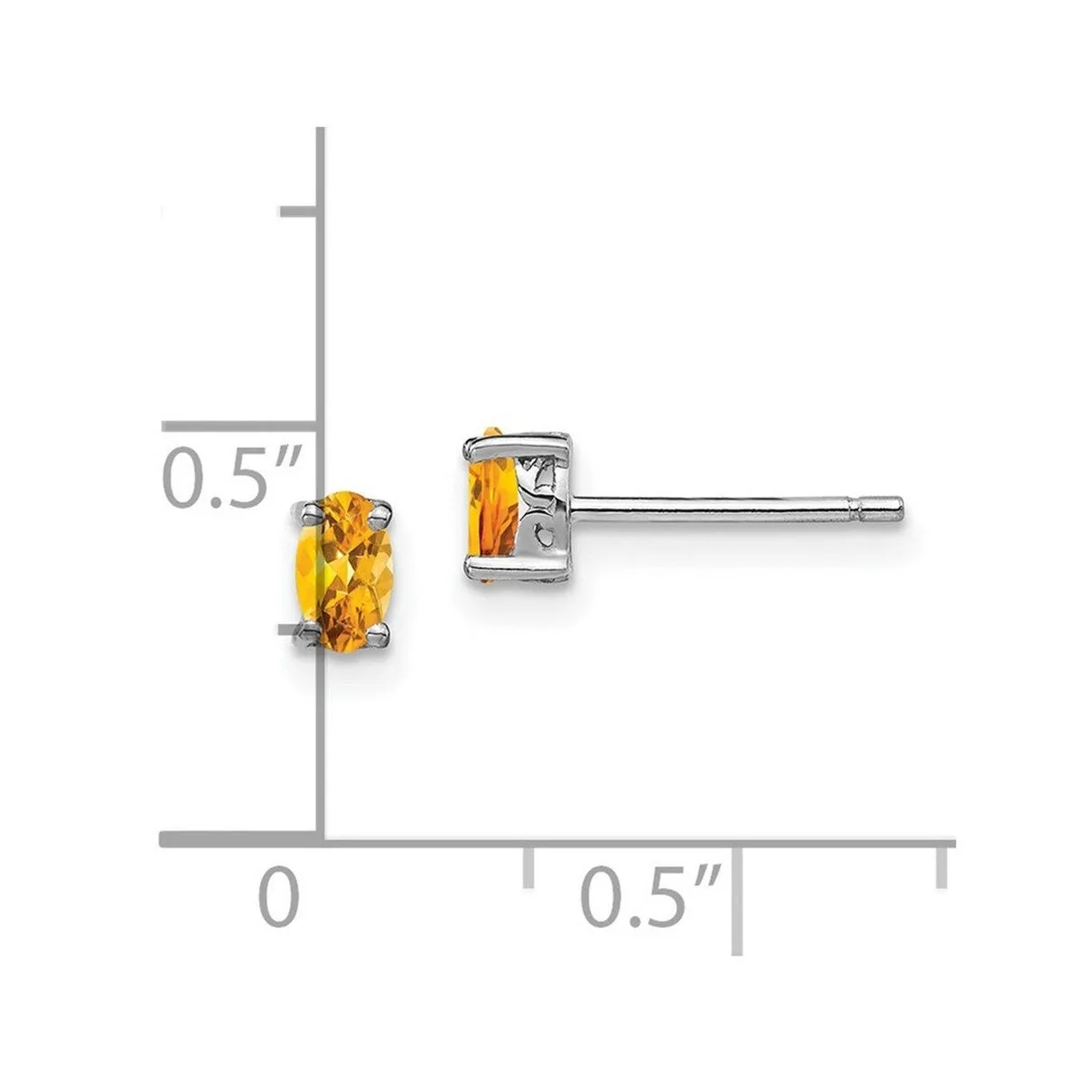 Curata 925 Sterling Silver Rhodium Plated 5x3mm Oval Citrine Post Earrings sold by Zulily product image thumbnail 3