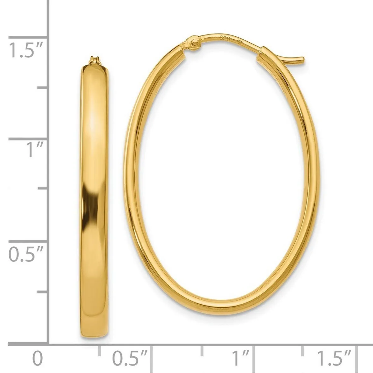 Curata 925 Sterling Silver Gold Plated Oval Hoop Earrings - 34x1.98mm sold by Zulily