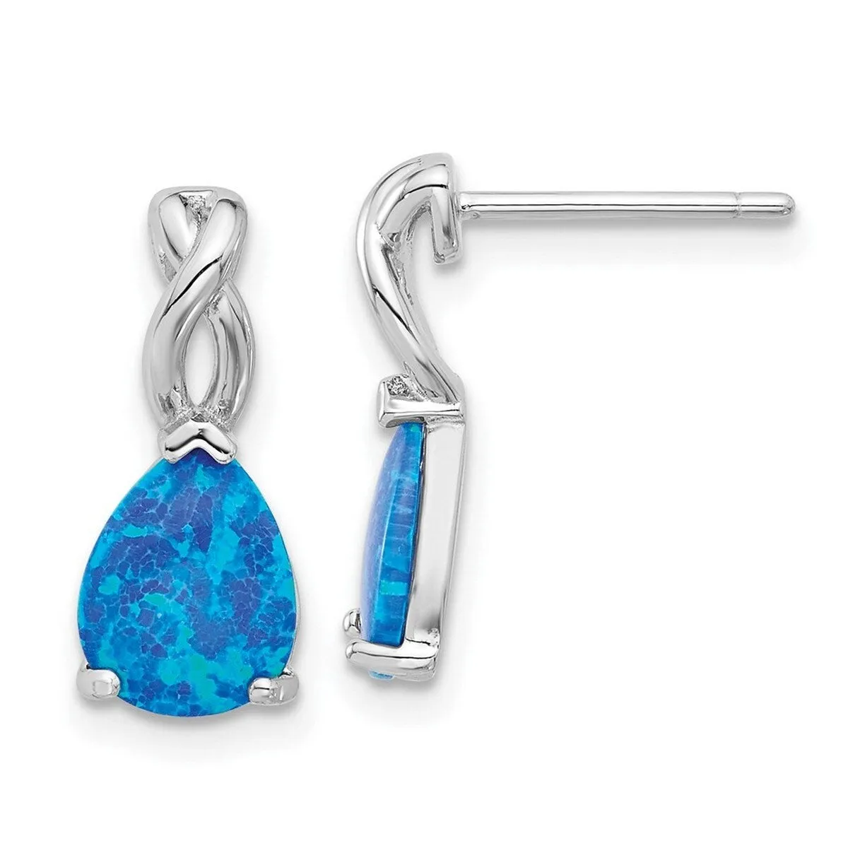 Curata 925 Sterling Silver Rhodium Plated Blue Simulated Opal Post Earrings - 16.65x7mm sold by Zulily product image thumbnail 2
