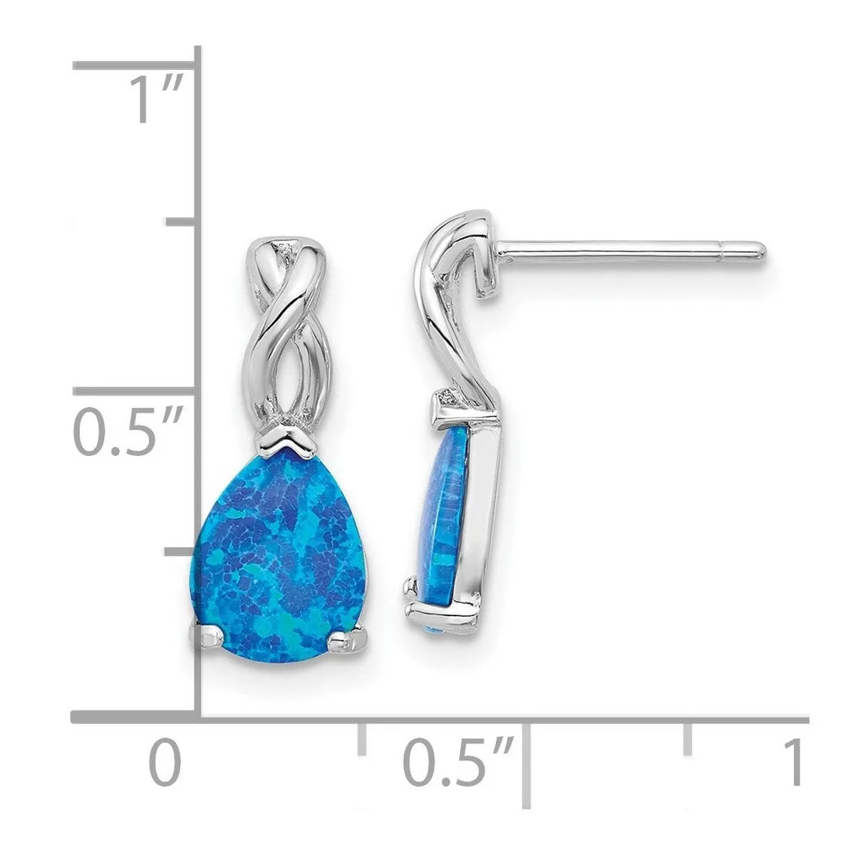 Curata 925 Sterling Silver Rhodium Plated Blue Simulated Opal Post Earrings - 16.65x7mm sold by Zulily product image thumbnail 3