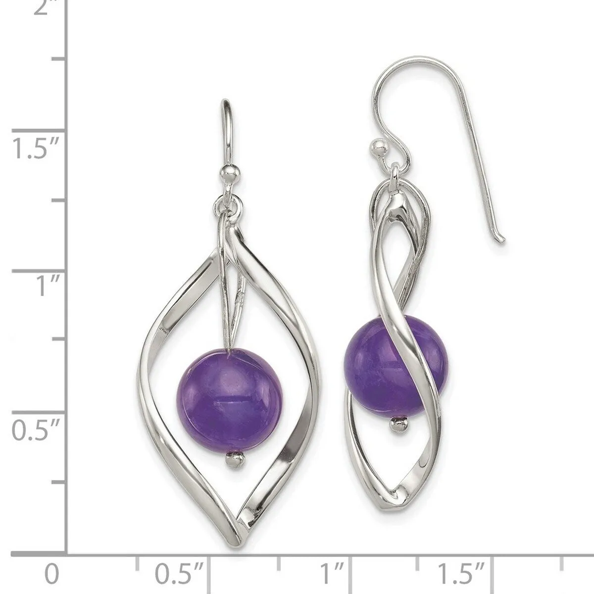 Curata 925 Sterling SilverTwisted Dangle Amethyst Bead Hook Earrings - 45x12mm sold by Zulily product image thumbnail 3