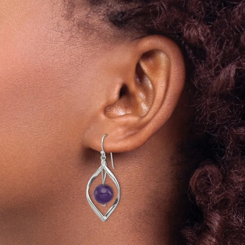 Curata 925 Sterling SilverTwisted Dangle Amethyst Bead Hook Earrings - 45x12mm sold by Zulily