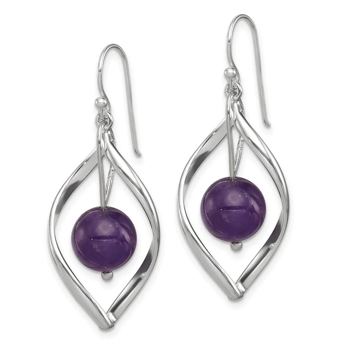 Curata 925 Sterling SilverTwisted Dangle Amethyst Bead Hook Earrings - 45x12mm sold by Zulily product image thumbnail 4