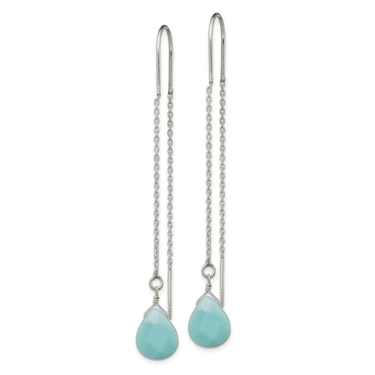 Curata 925 Sterling Silver Blue Agate Threader Earrings - 71x9mm sold by Zulily product image thumbnail 4