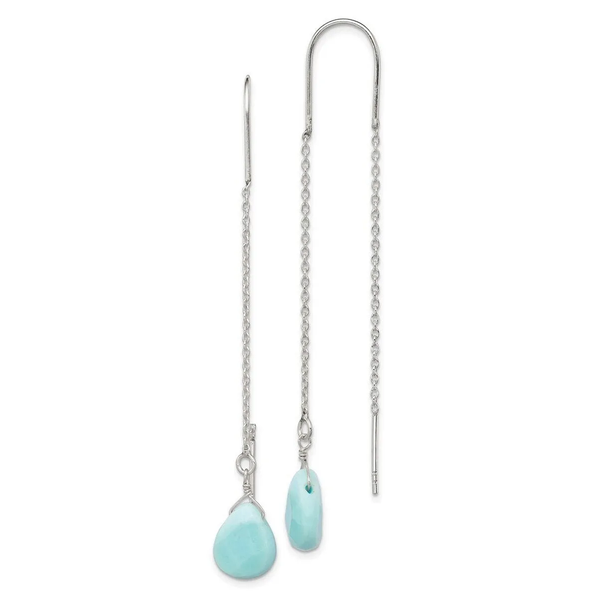 Curata 925 Sterling Silver Blue Agate Threader Earrings - 71x9mm sold by Zulily product image thumbnail 2