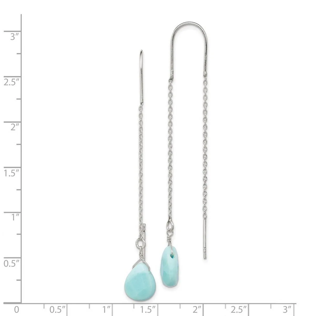 Curata 925 Sterling Silver Blue Agate Threader Earrings - 71x9mm sold by Zulily product image thumbnail 3