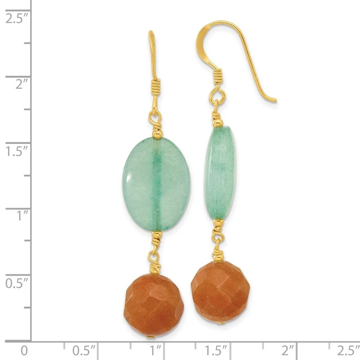 Curata 925 Sterling Silver Gold Plated Red Aventurine and Blue Quartz Earrings - 58.6mm sold by Zulily product image thumbnail 5
