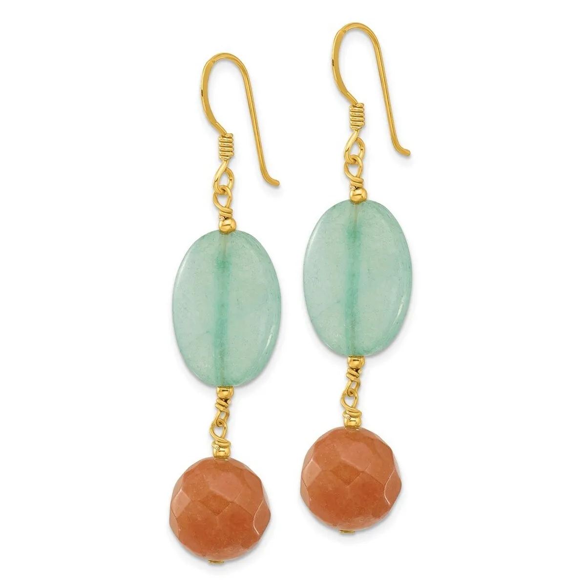 Curata 925 Sterling Silver Gold Plated Red Aventurine and Blue Quartz Earrings - 58.6mm sold by Zulily product image thumbnail 2