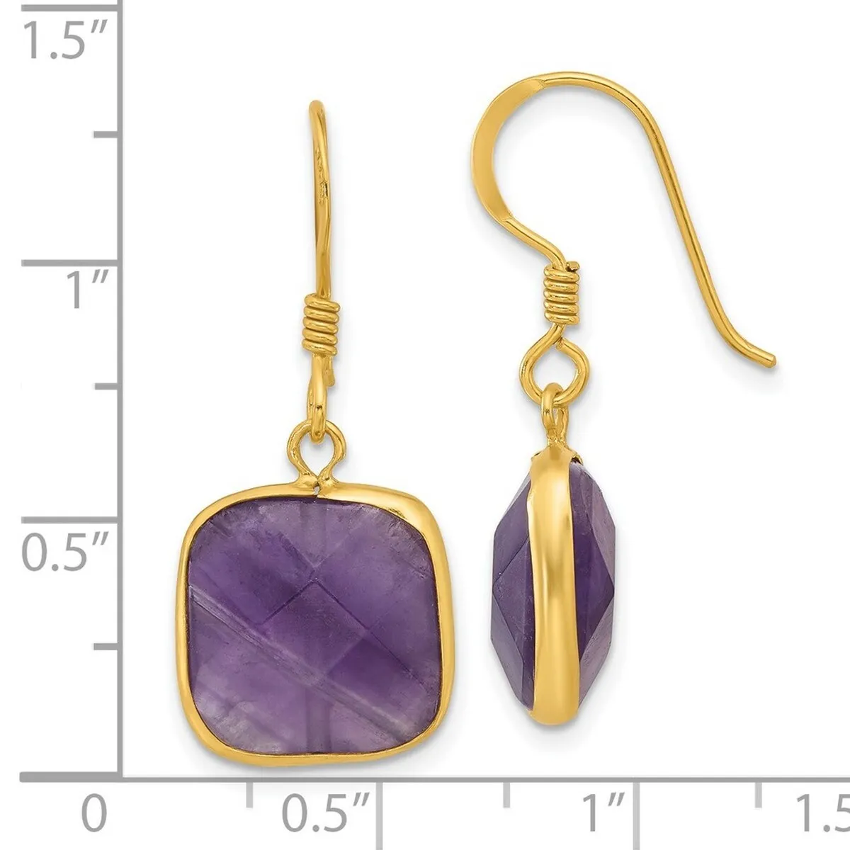 Curata 925 Sterling Silver Gold Plated Amethyst Dangle Earrings - 32.5x13.6mm sold by Zulily