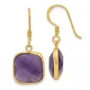 Curata 925 Sterling Silver Gold Plated Amethyst Dangle Earrings - 32.5x13.6mm sold by Zulily