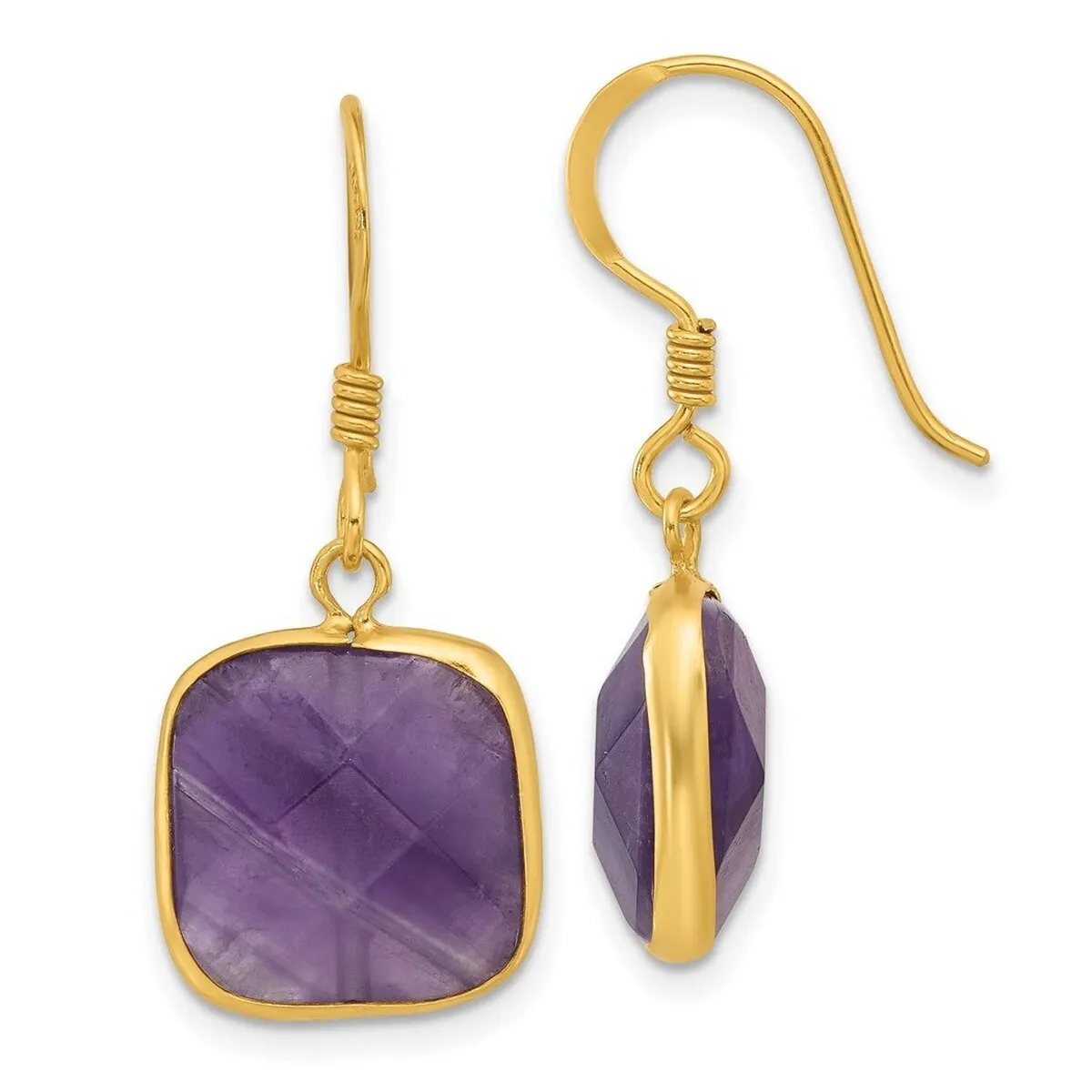 Curata 925 Sterling Silver Gold Plated Amethyst Dangle Earrings - 32.5x13.6mm sold by Zulily product image thumbnail 5