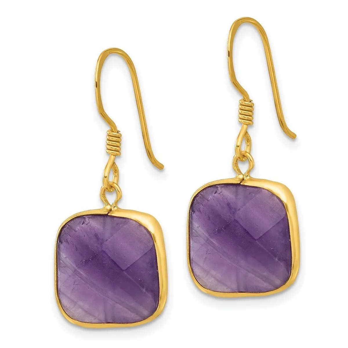 Curata 925 Sterling Silver Gold Plated Amethyst Dangle Earrings - 32.5x13.6mm sold by Zulily product image thumbnail 2