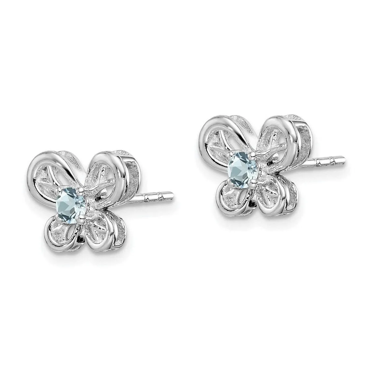 Curata 925 Sterling Silver Polished Post Aquamarine Butterfly Earrings - 9x10mm sold by Zulily product image thumbnail 5