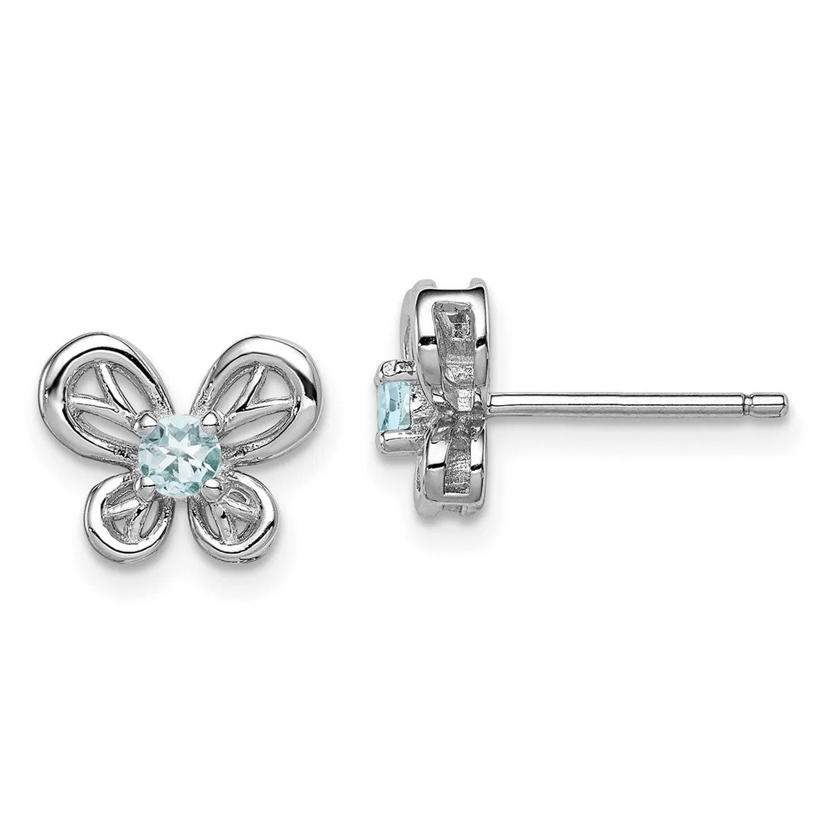 Curata 925 Sterling Silver Polished Post Aquamarine Butterfly Earrings - 9x10mm sold by Zulily product image thumbnail 3