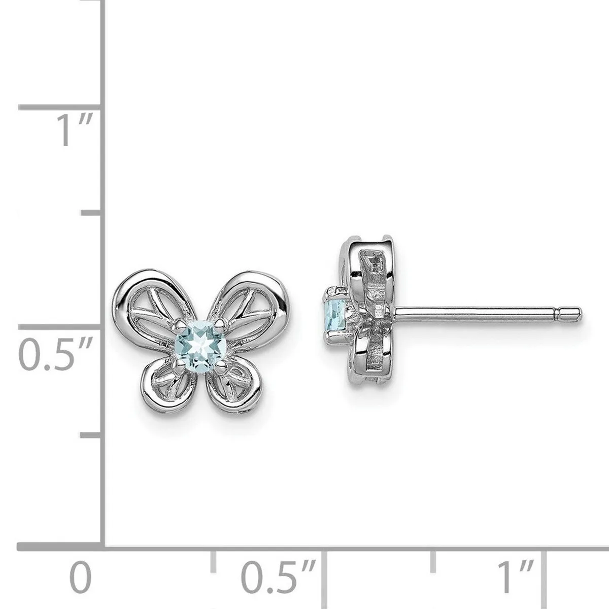 Curata 925 Sterling Silver Polished Post Aquamarine Butterfly Earrings - 9x10mm sold by Zulily product image thumbnail 4