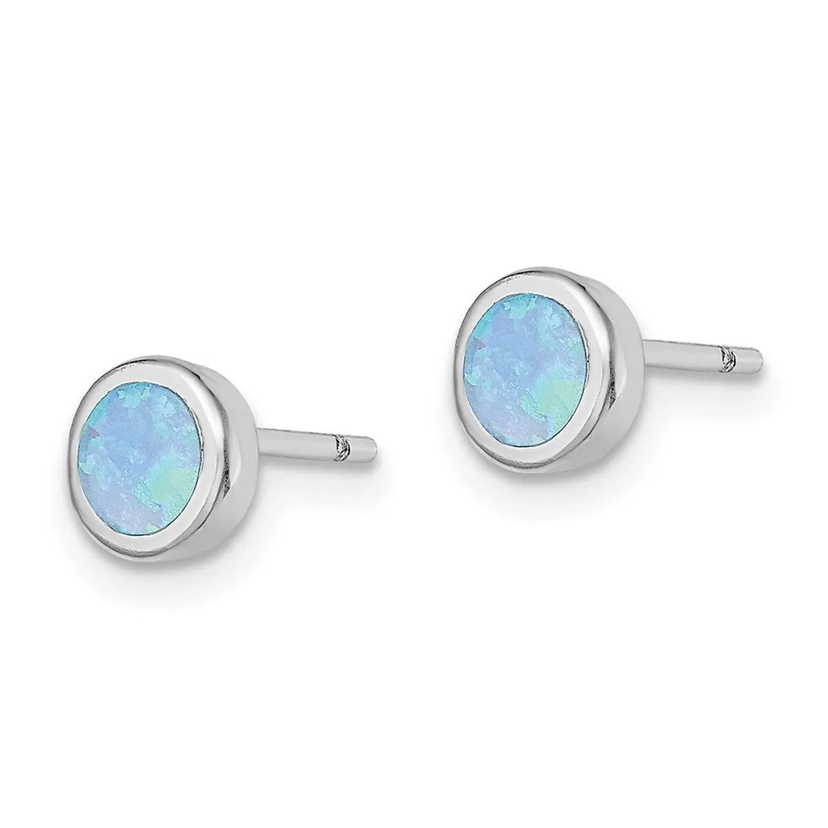 Curata 925 Sterling Silver Rhodium Plated 6.2mm Simulated Blue Opal Post Earrings sold by Zulily product image thumbnail 4