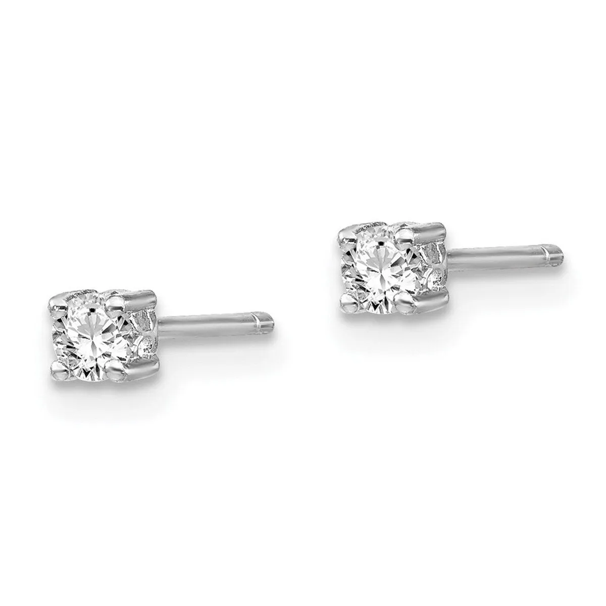 Curata 925 Sterling Silver 3mm Round White Topaz Post Earrings sold by Zulily product image thumbnail 2