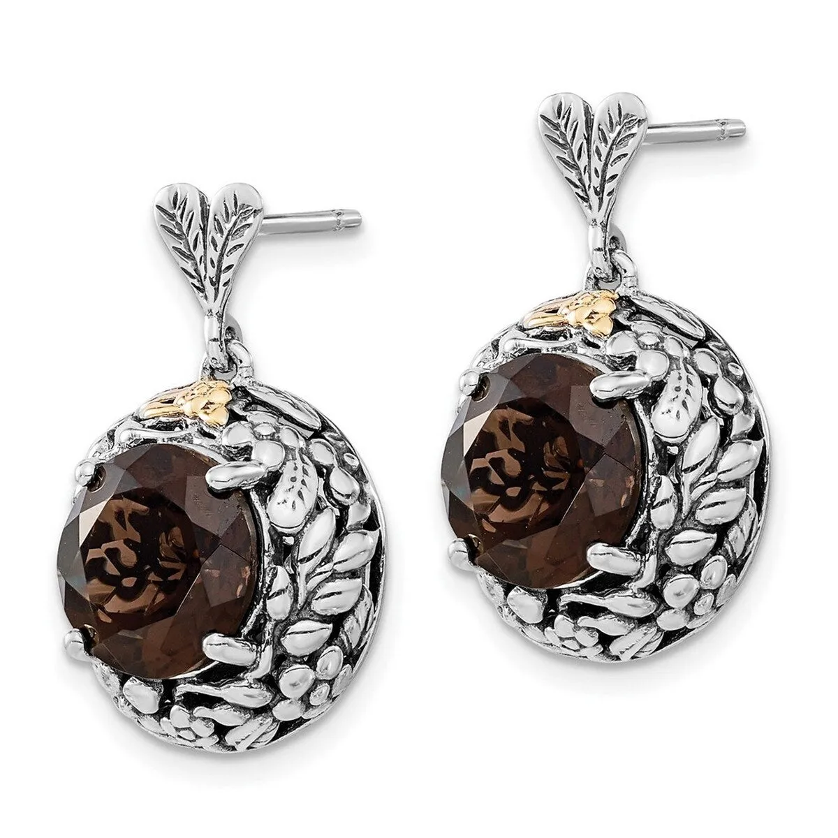 Curata 925 Sterling Silver Two-tone Smokey Quartz Post Dangle Earrings - 26x16mm sold by Zulily product image thumbnail 4