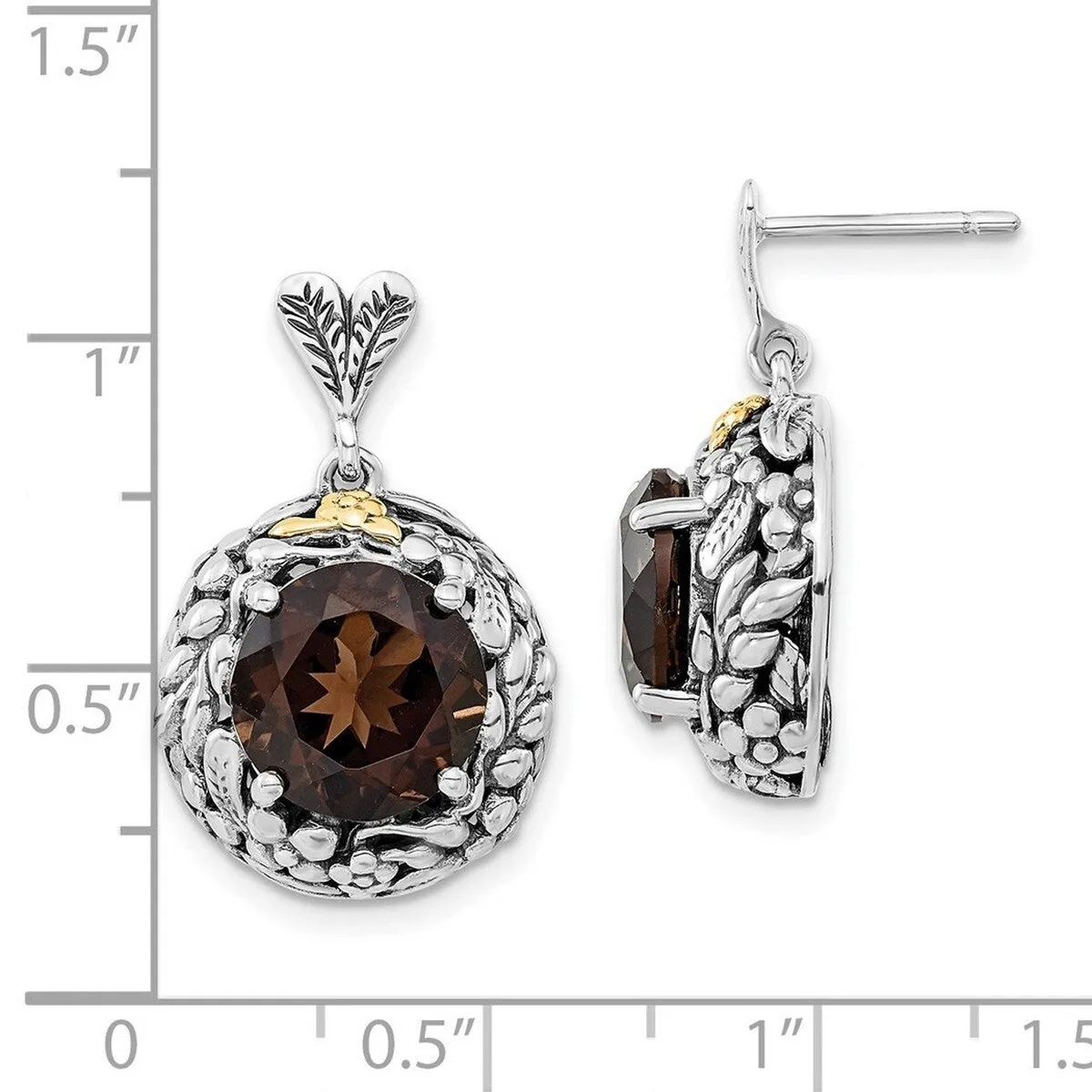 Curata 925 Sterling Silver Two-tone Smokey Quartz Post Dangle Earrings - 26x16mm sold by Zulily product image thumbnail 3