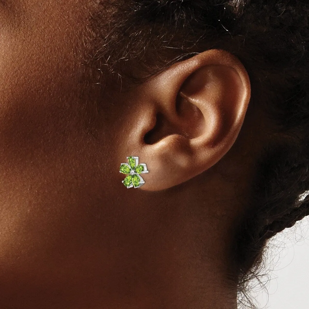 Curata 925 Sterling Silver 11mm Post Peridot Floral Earrings sold by Zulily product image thumbnail 2