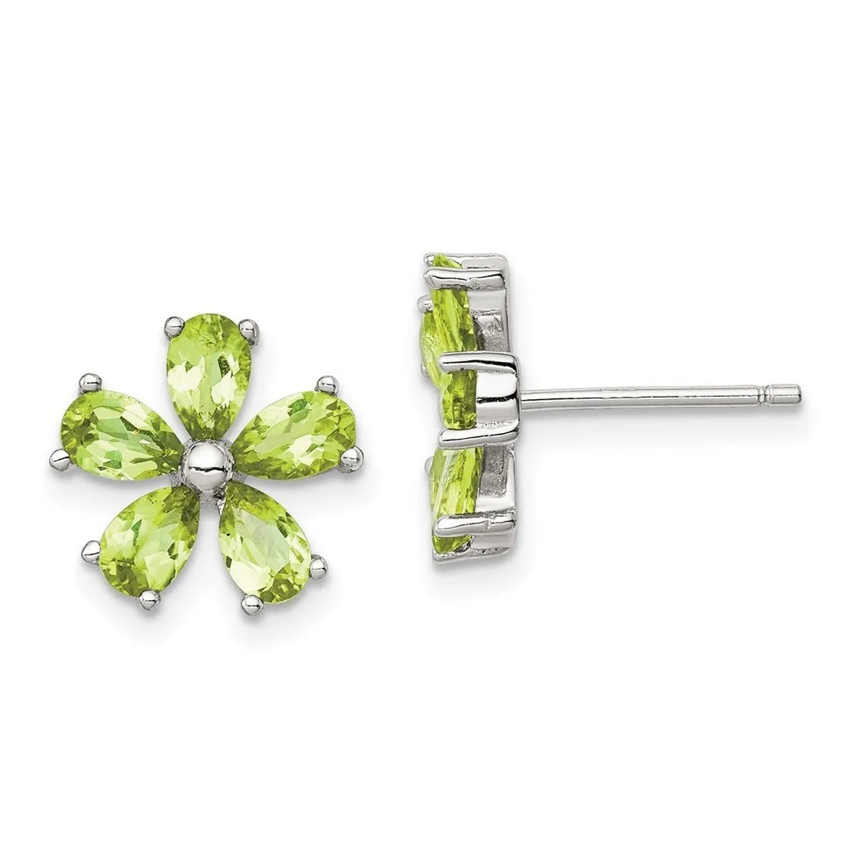 Curata 925 Sterling Silver 11mm Post Peridot Floral Earrings sold by Zulily product image thumbnail 3