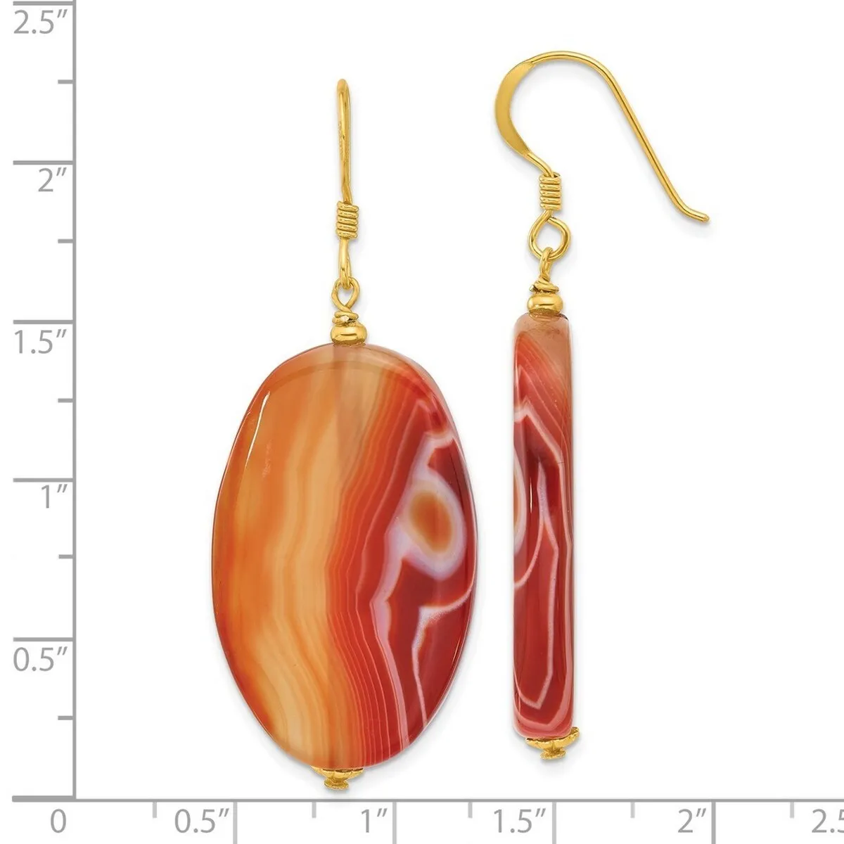 Curata 925 Sterling Silver Gold Plated Red Sardonyx Dangle Earrings - 54.6x21.25mm sold by Zulily product image thumbnail 4