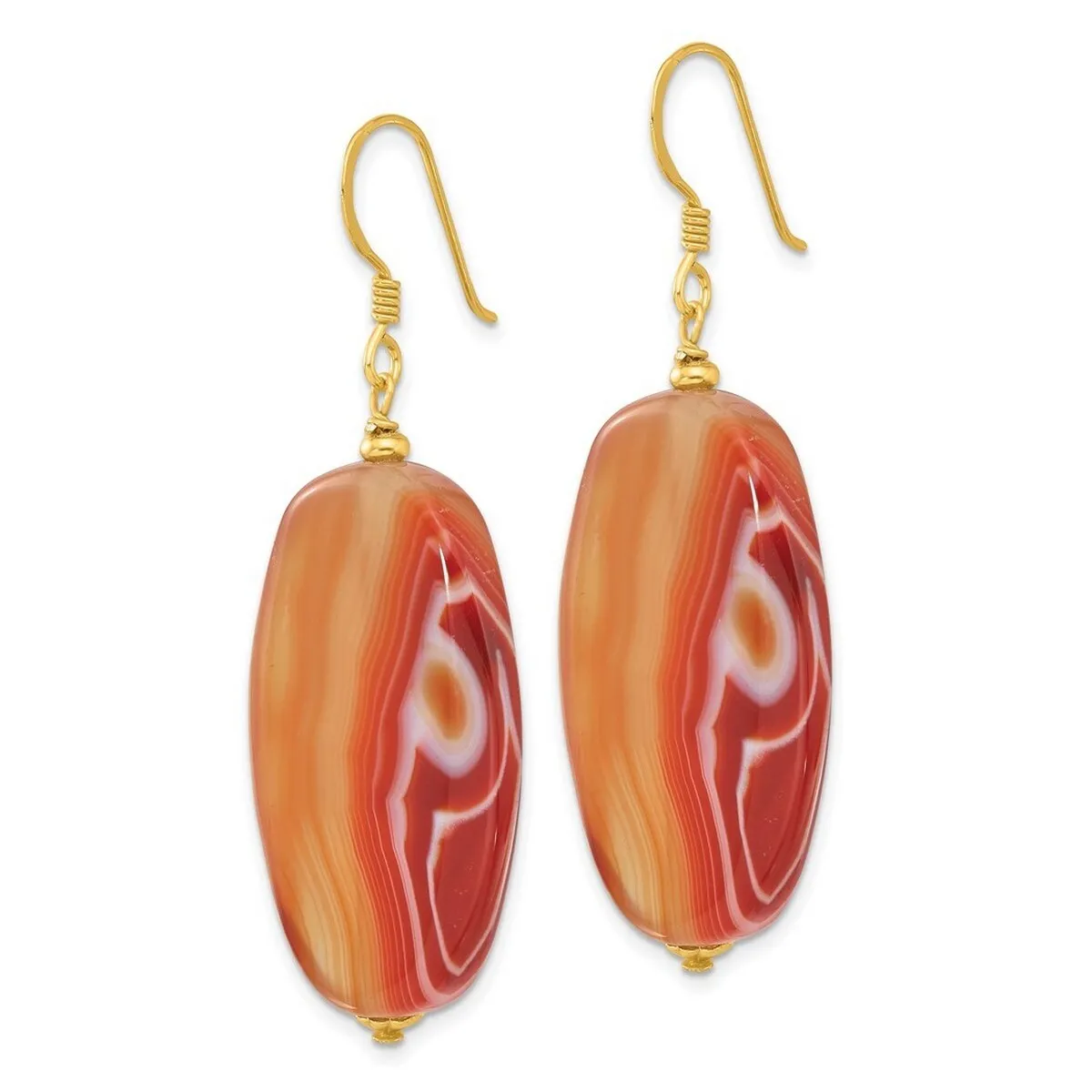 Curata 925 Sterling Silver Gold Plated Red Sardonyx Dangle Earrings - 54.6x21.25mm sold by Zulily
