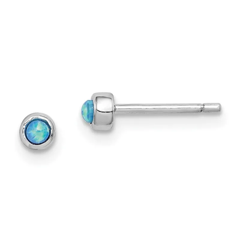 Curata 925 Sterling Silver Rhodium Plated Simulated Opal Round Post Earrings - 3.4mm sold by Zulily