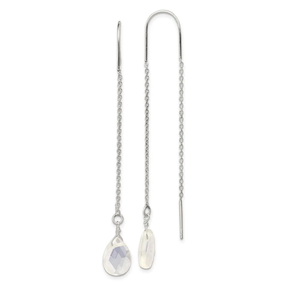 Curata 925 Sterling Silver Pear-shape Opalite Threader Earrings - 79x10mm sold by Zulily product image thumbnail 3