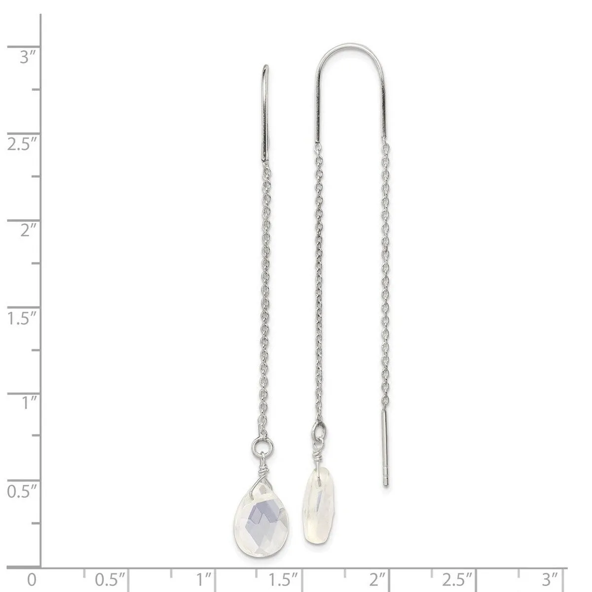 Curata 925 Sterling Silver Pear-shape Opalite Threader Earrings - 79x10mm sold by Zulily product image thumbnail 2