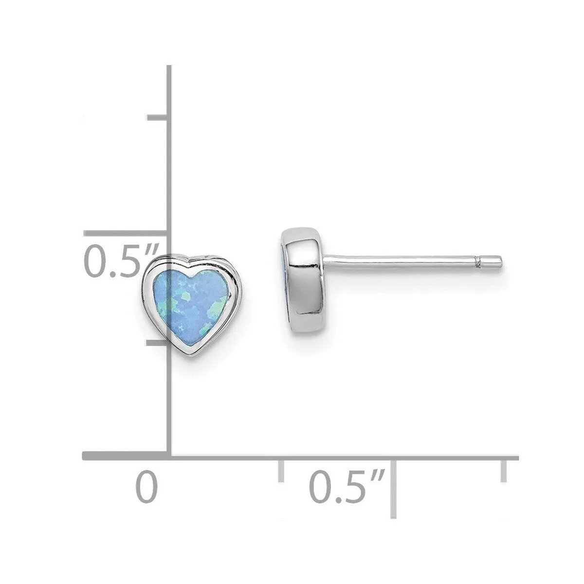 Curata 925 Sterling Silver Rhodium Plated 6.3mm Simulated Opal Heart Post Earrings sold by Zulily product image thumbnail 4