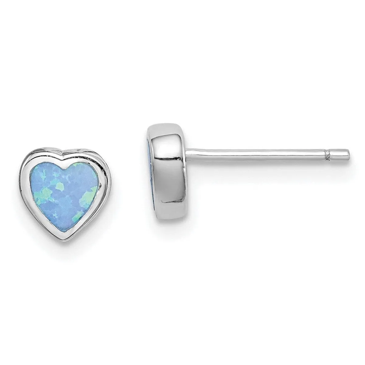 Curata 925 Sterling Silver Rhodium Plated 6.3mm Simulated Opal Heart Post Earrings sold by Zulily product image thumbnail 5
