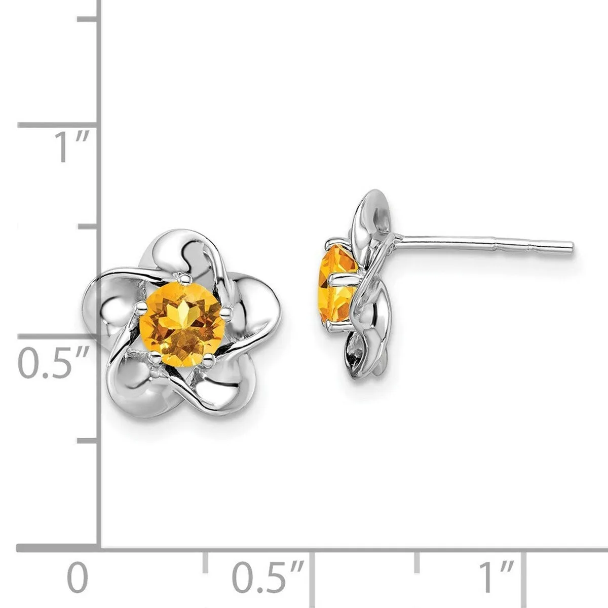Curata 925 Sterling Silver Rhodium Plated Floral Citrine Post Earrings - 15x9mm sold by Zulily product image thumbnail 4