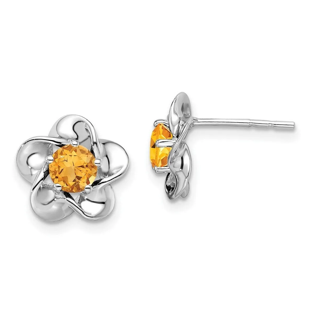 Curata 925 Sterling Silver Rhodium Plated Floral Citrine Post Earrings - 15x9mm sold by Zulily product image thumbnail 3